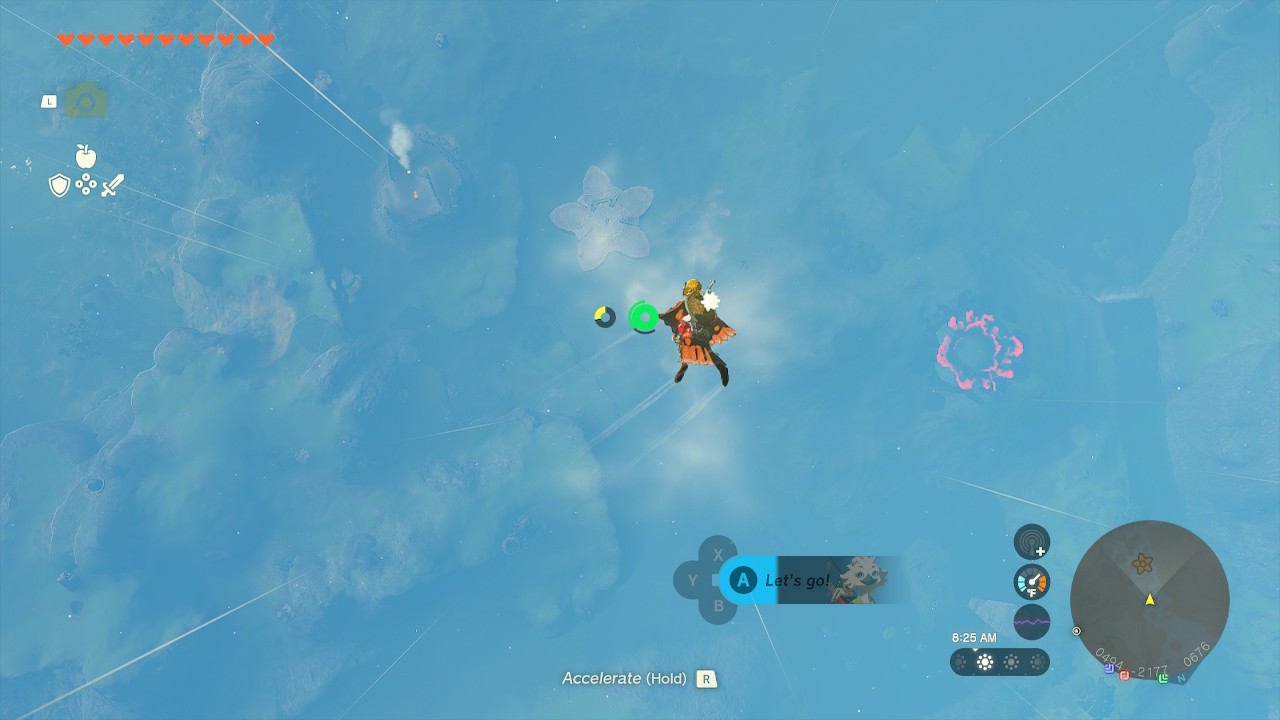 Link skydives toward the star-shaped island in Zelda: Tears of the Kingdom