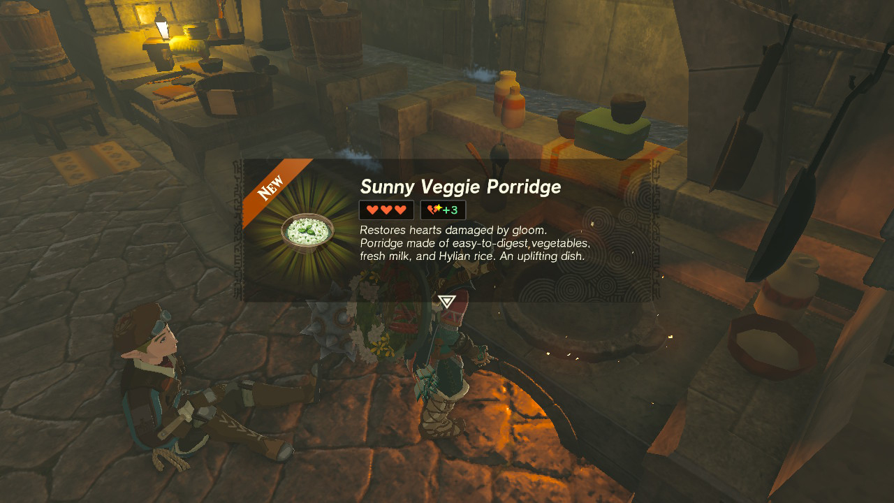 Making Sunny Veggie Porridge in Zelda: Tears of the Kingdom