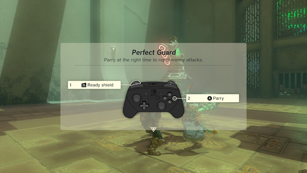 Perfect Guard controls tutorial in Zelda: Tears of the Kingdom