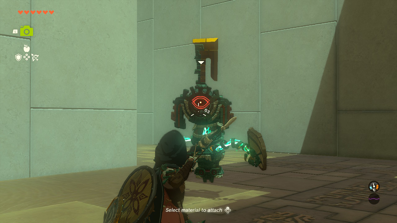 Link fights a soldier construct ii in the Orochium Shrine in Zelda Tears of the Kingdom.