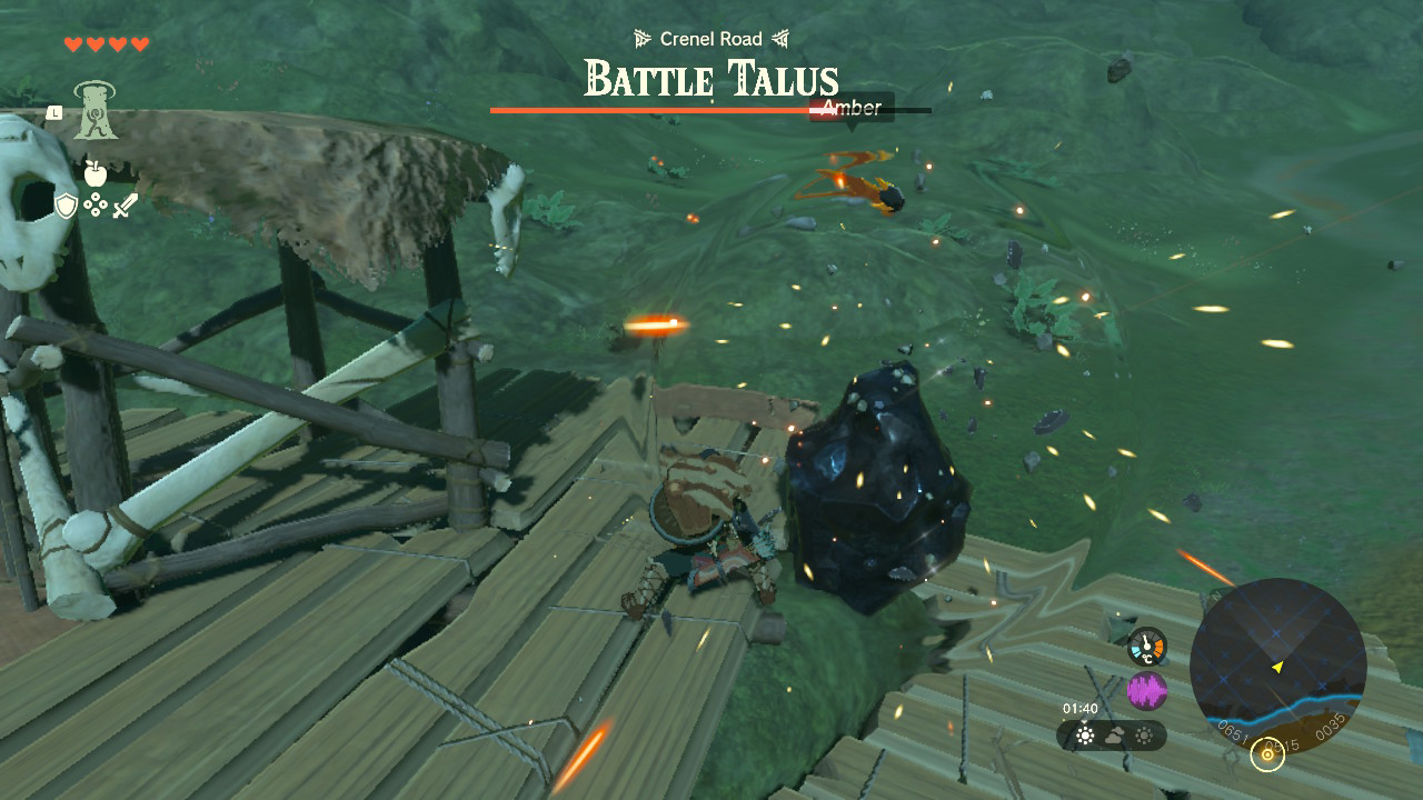 Link wields a weapon Fused with a giant boulder in Zelda Tears of the Kingdom.