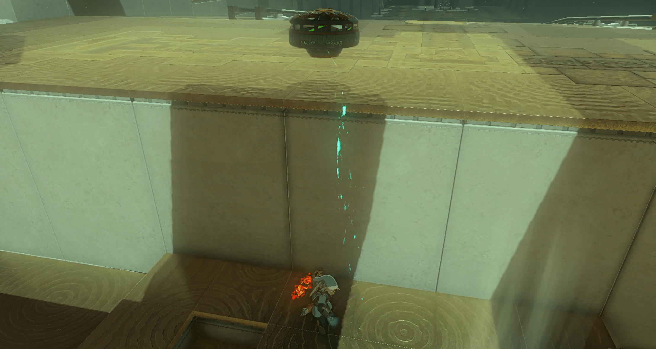 Link moves fans to a new platform in Zelda: Tears of the Kingdom