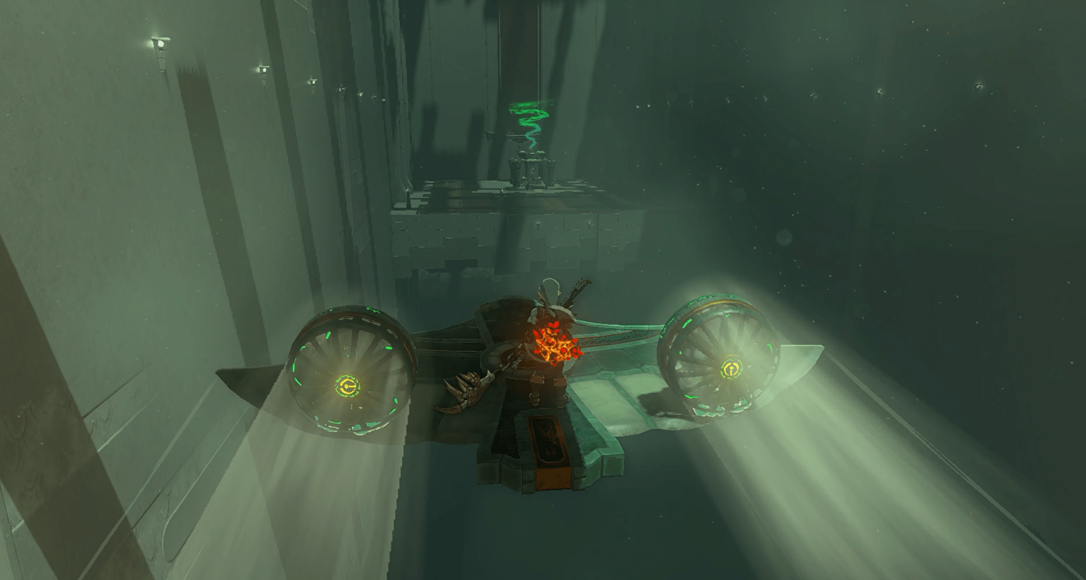 Link soars over a gap to get to the shrine exit in Zelda: Tears of the Kingdom