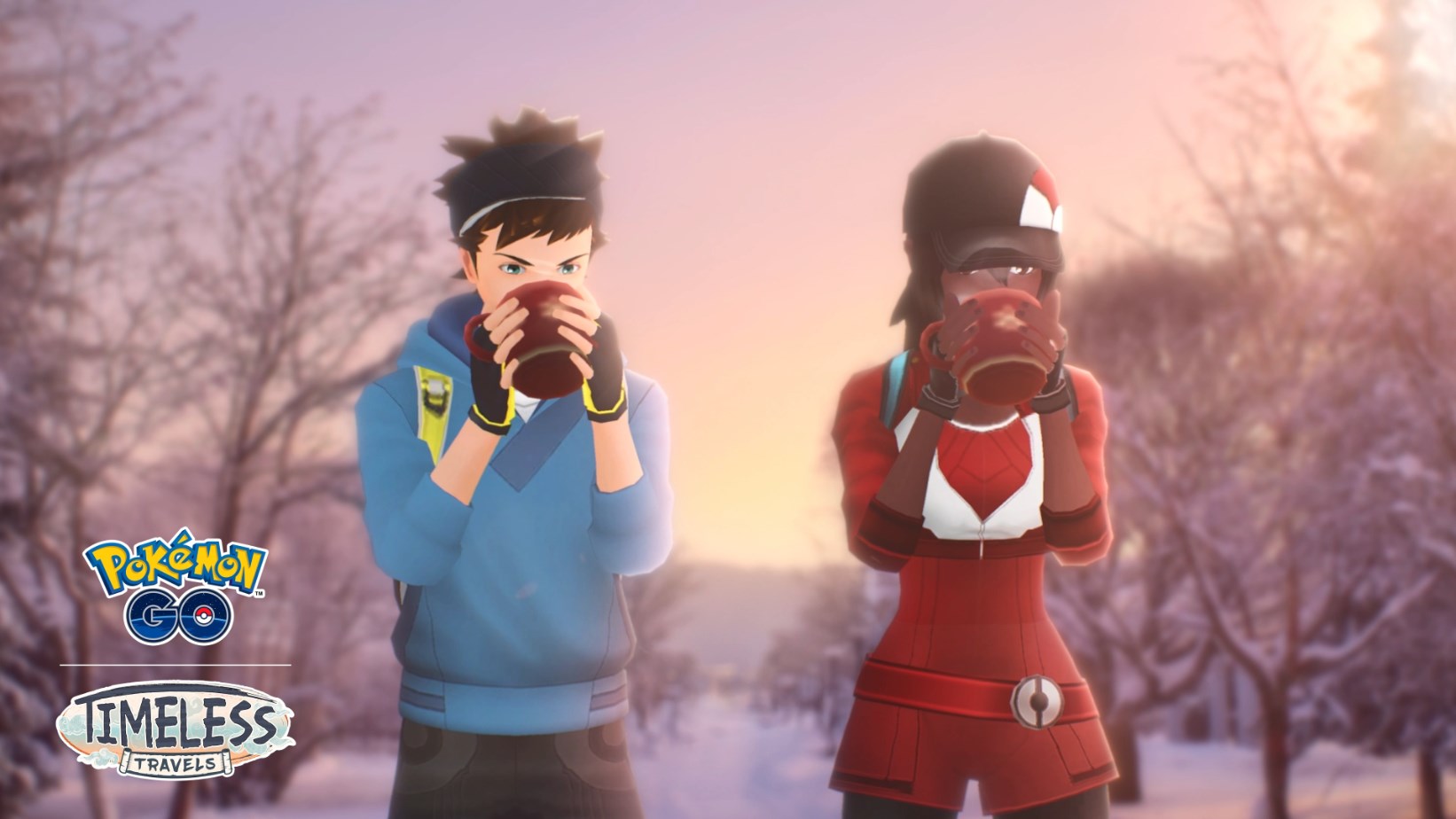 A cocoa-sipping emote in Pokémon Go
