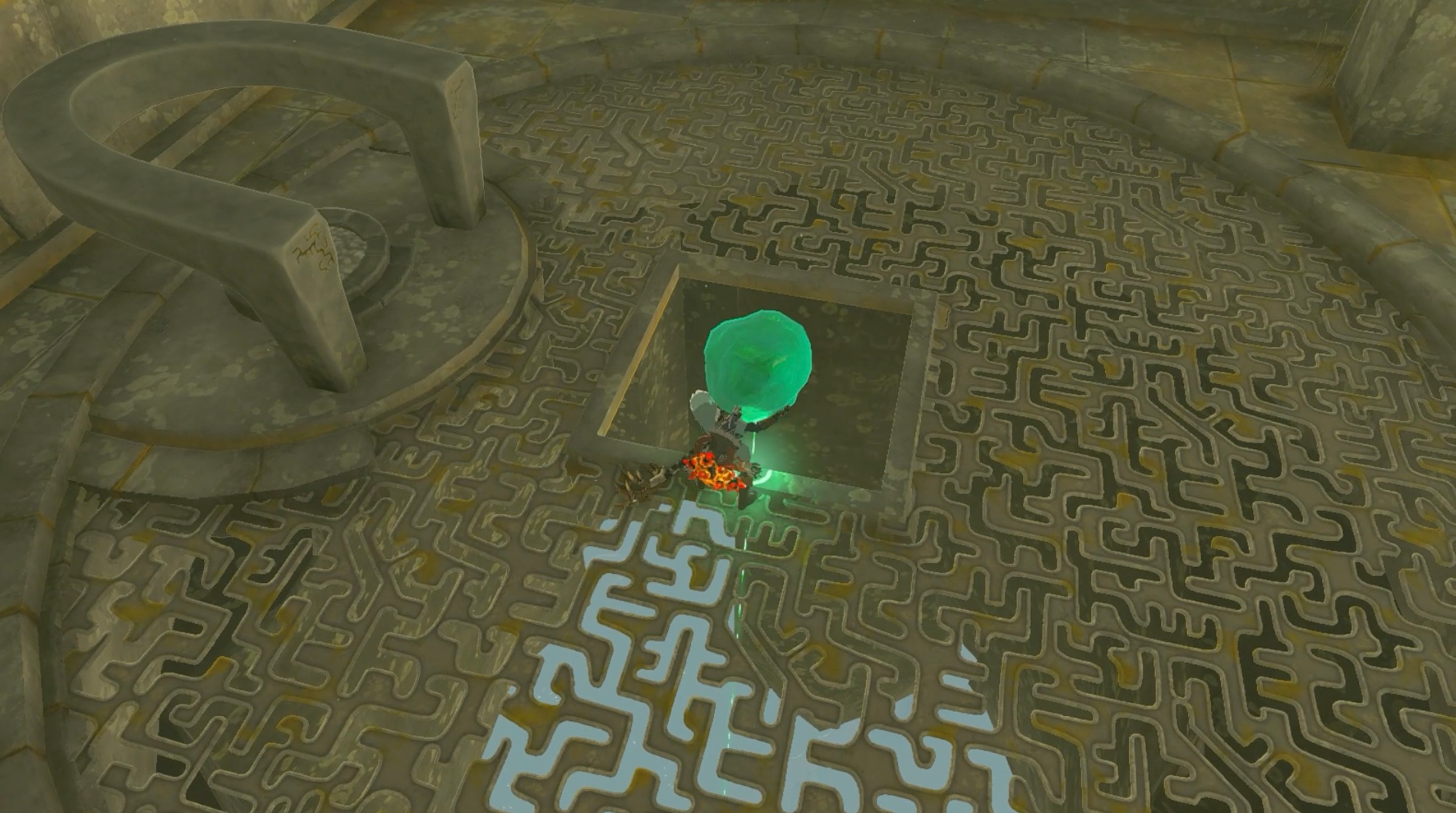 Link throwshet En-oma Shrine crystal down a hole in Zelda: Tears of the Kingdom
