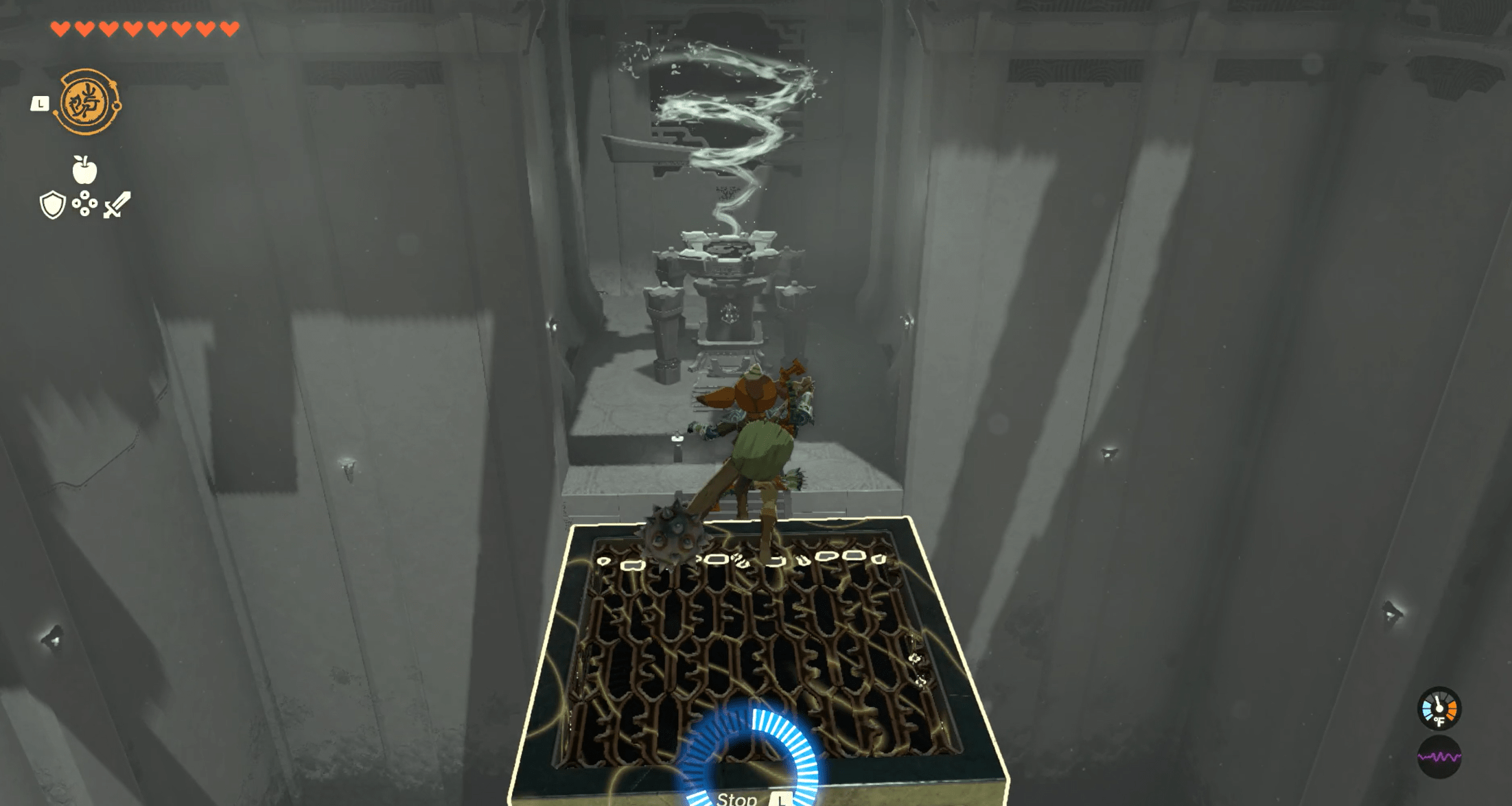 Link on a flying platform in The Legend of Zelda: Tears of the Kingdom