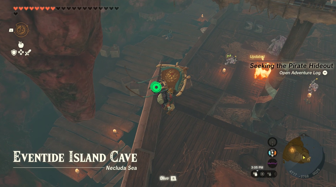 Link glides down to a pirate Bokoblin in Zelda: Tears of the Kingdom