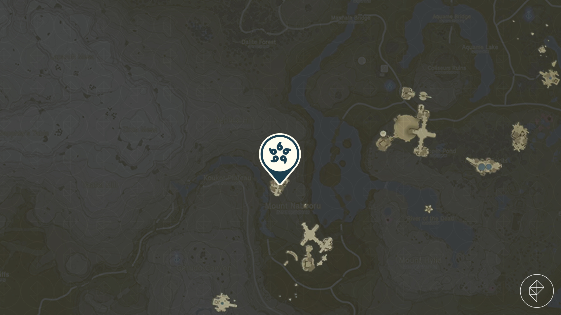 A map marker points out a northern sky island among the East Gerudo isles in Tears of the Kingdom