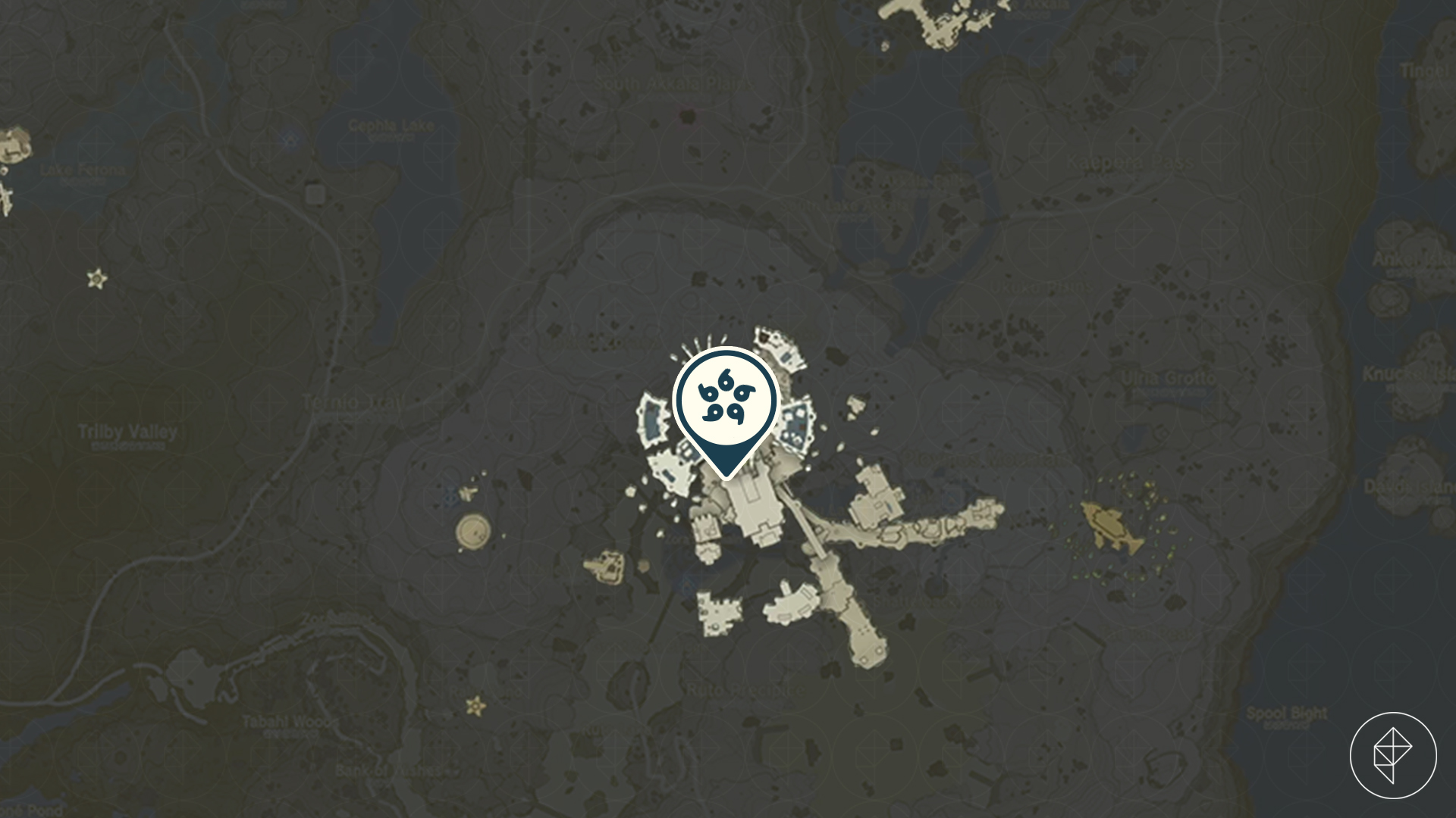 A map marker points out an area on Wellspring Island in Tears of the Kingdom