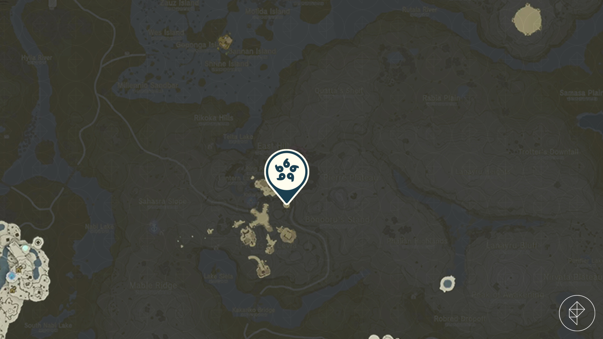 A marker points out a tiny round island among North Necluda Sky Archipelago in Tears of the Kingdom