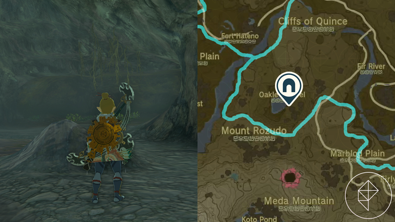 Link stands in front of Oakle’s Navel Cave entrance in Tears of the Kingdom