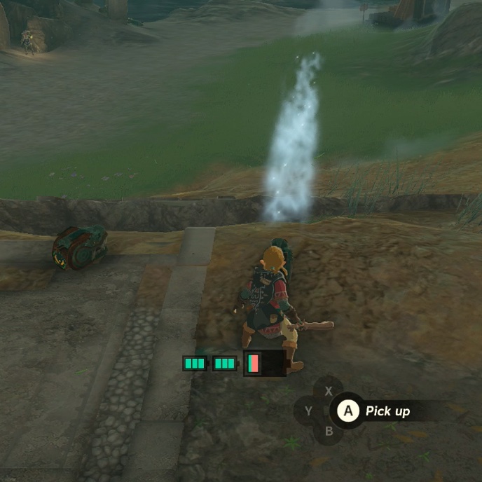 Link tests a Frost Emitter at the “Keys Born of Water” shrine quest