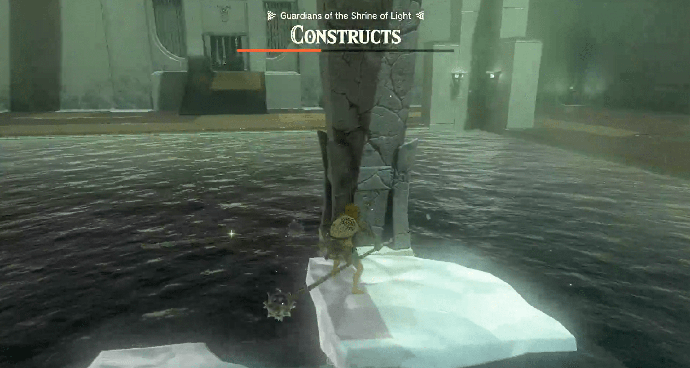 Link is about to hit a rock structure in Zelda: Tears of the Kingdom