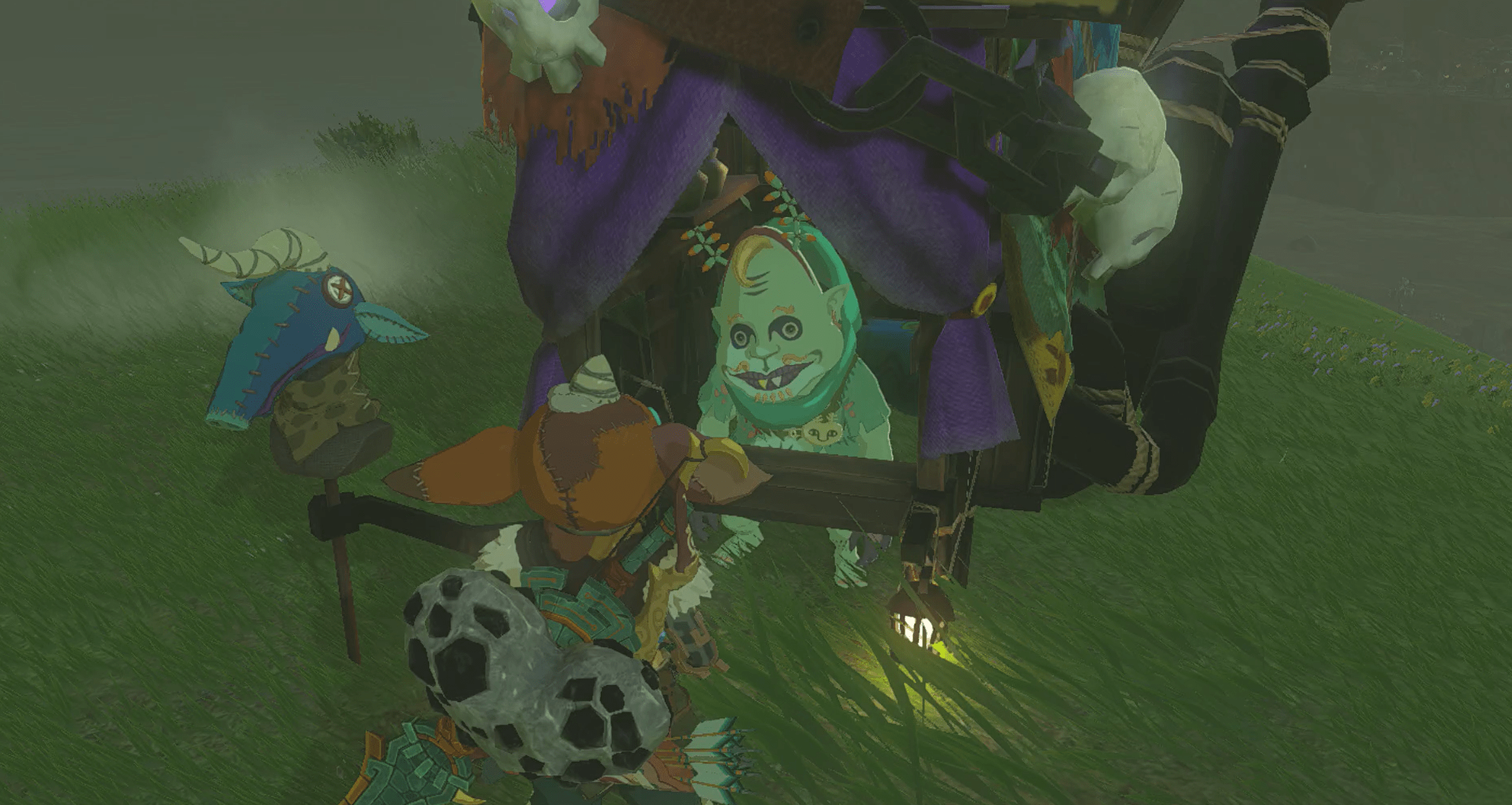 Link buying wares from Koltin in The Legend of Zelda: Tears of the Kingdom