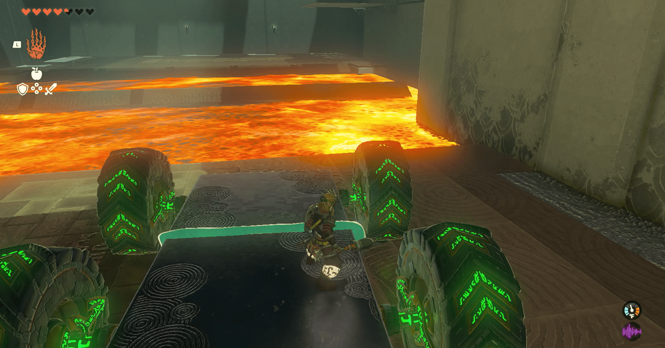 Link makes a car in The Legend of Zelda: Tears of the Kingdom’s Marakuguc Shrine and it’s designed to cross a pit of fire.