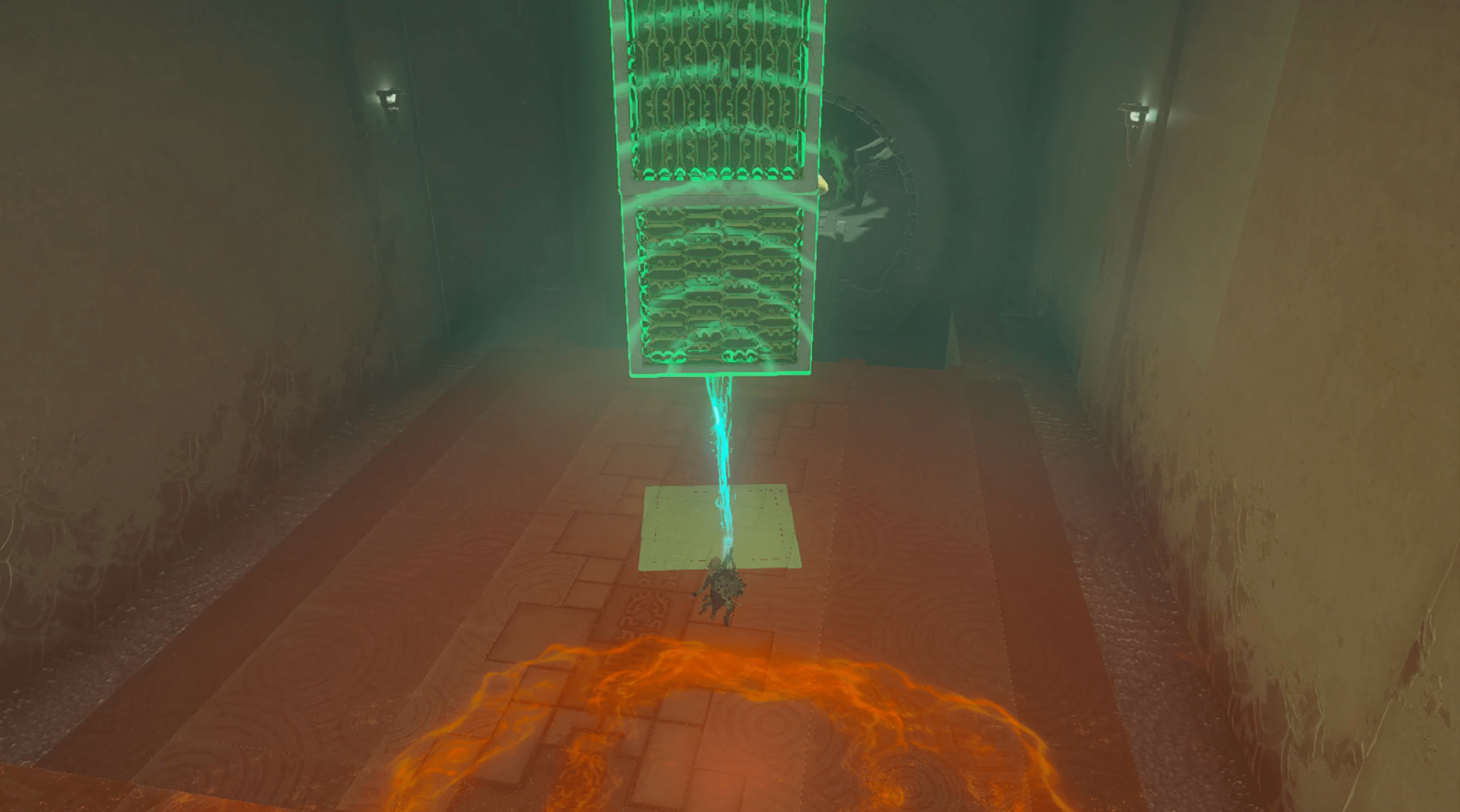 Link using Ultrahand to move two stacked blocks in The Legend of Zelda: Tears of the Kingdom.