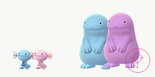 Shiny Wooper and Quagsire with its normal forms. They’re both pink instead of blue, though Quagsire is a darker pink
