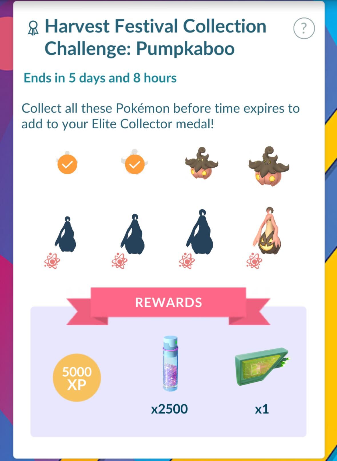 The Collection Challenge for Pumpkaboo in Pokémon Go’s 2023 Harvest Festival.
