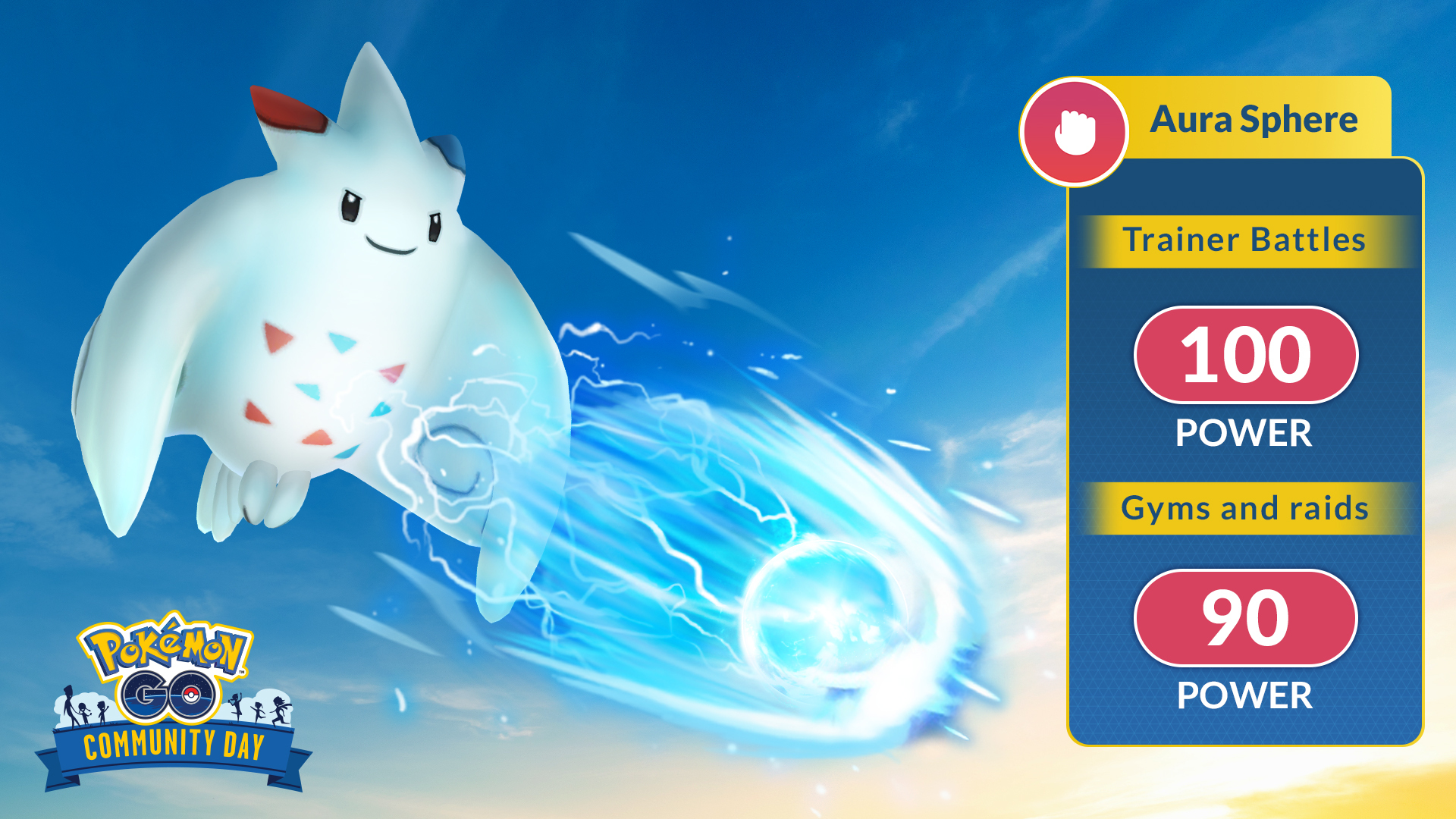 Togekiss performing the move Aura Sphere in Pokémon Go