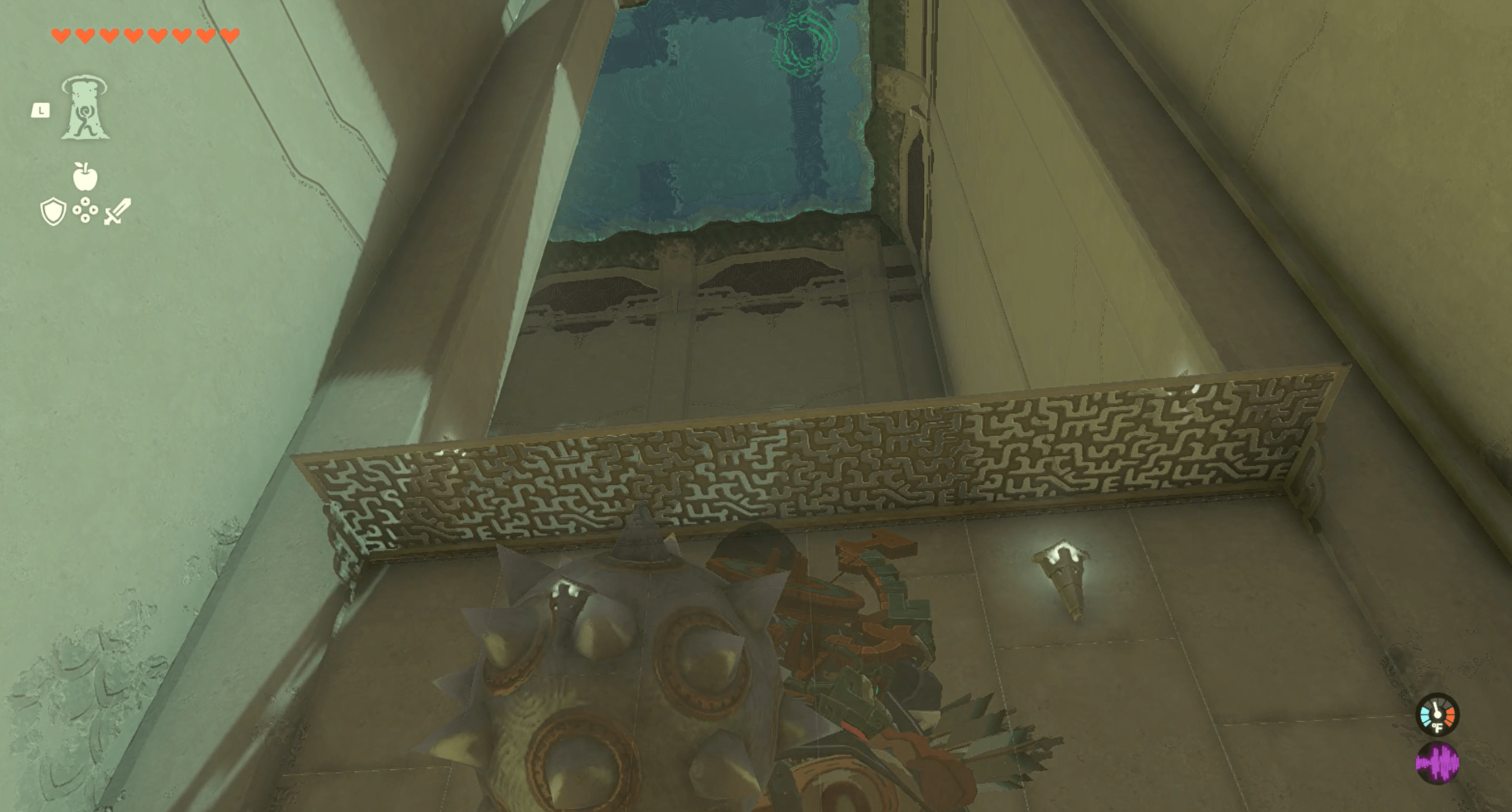 Link looks up to see a ledge he can Ascent to in The Legend of Zelda: Tears of the Kingdom