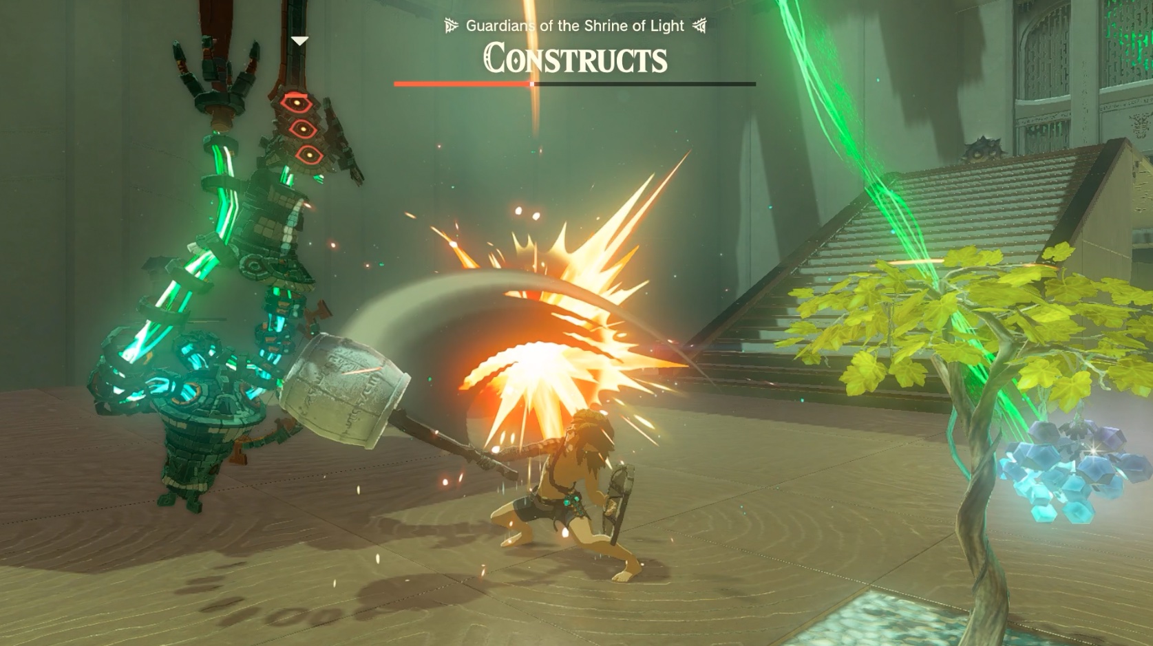 Link attacking a Construct in Sifumim Shrine in Zelda: Tears of the Kingdom
