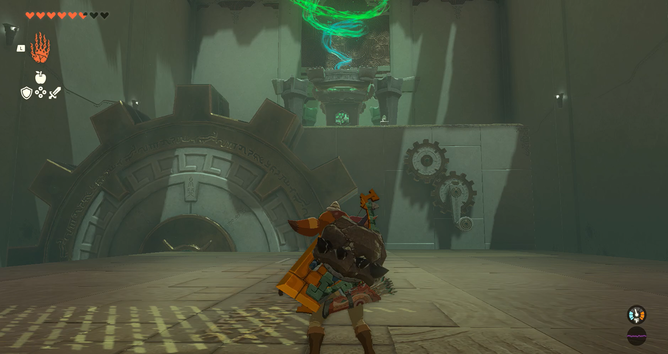 A complex gear setup in the Sikukuu Shrine in Zelda: Tears of the Kingdom