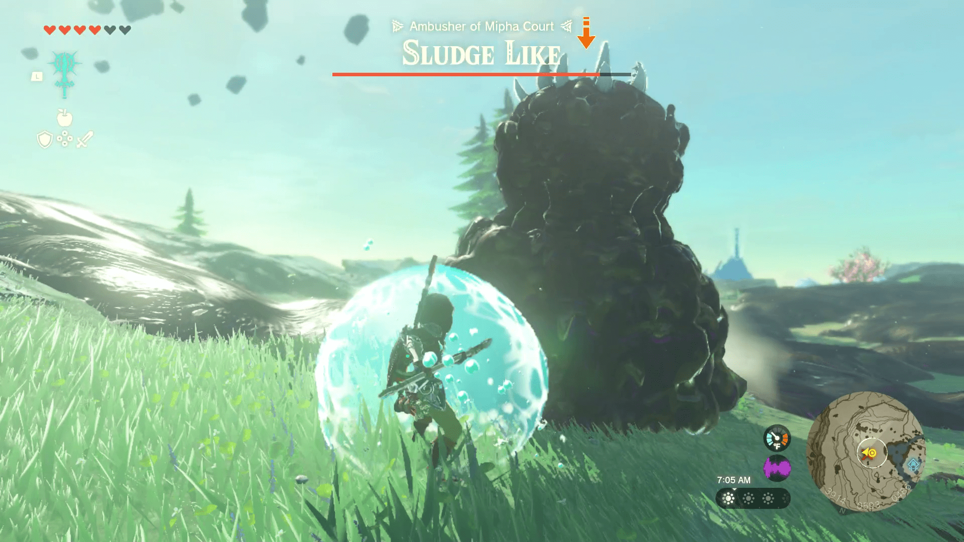 Link battling the Sludge Like