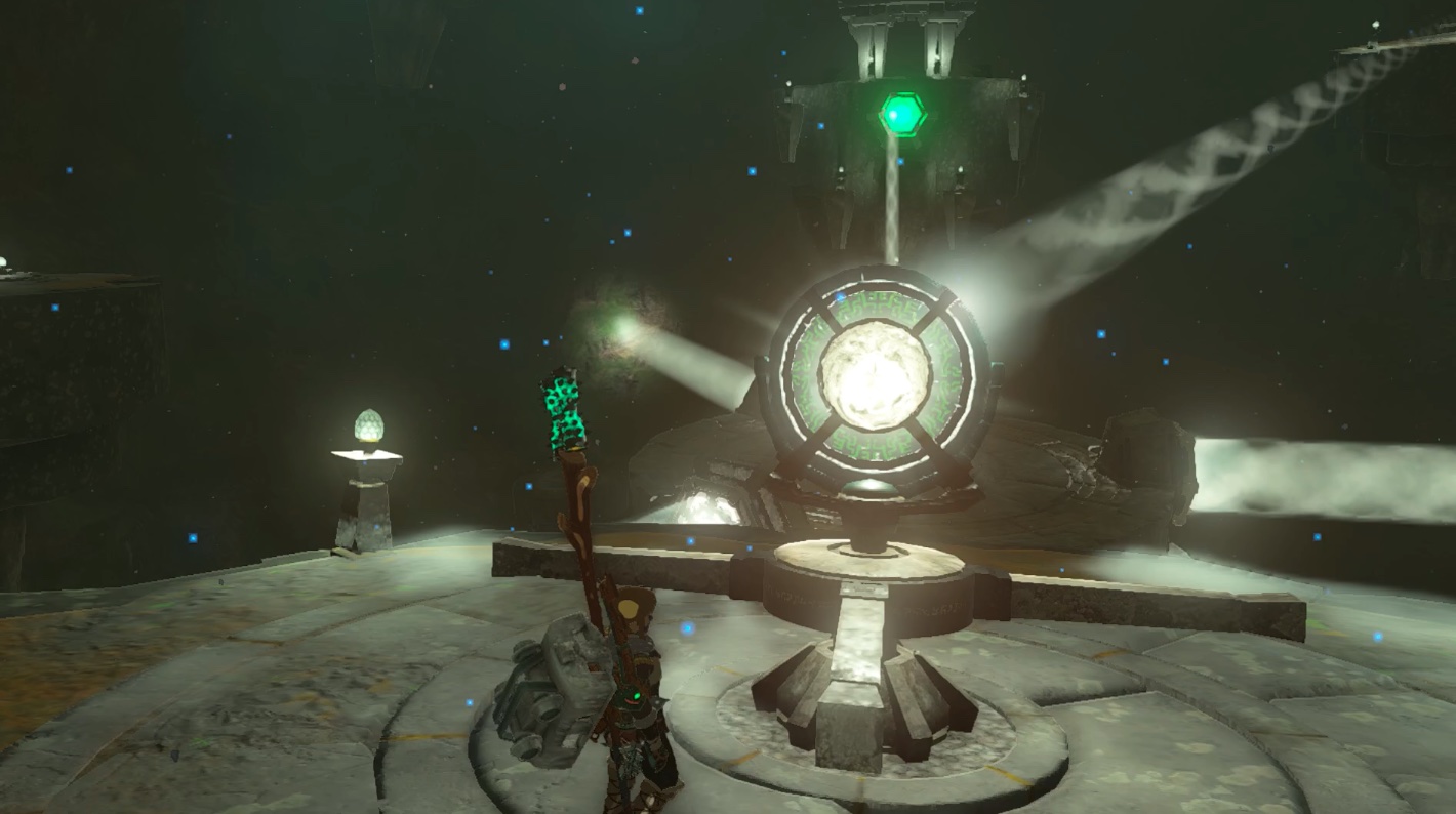 Link aims a beam of light at a target at Starview Island in Zelda: Tears of the Kingdom