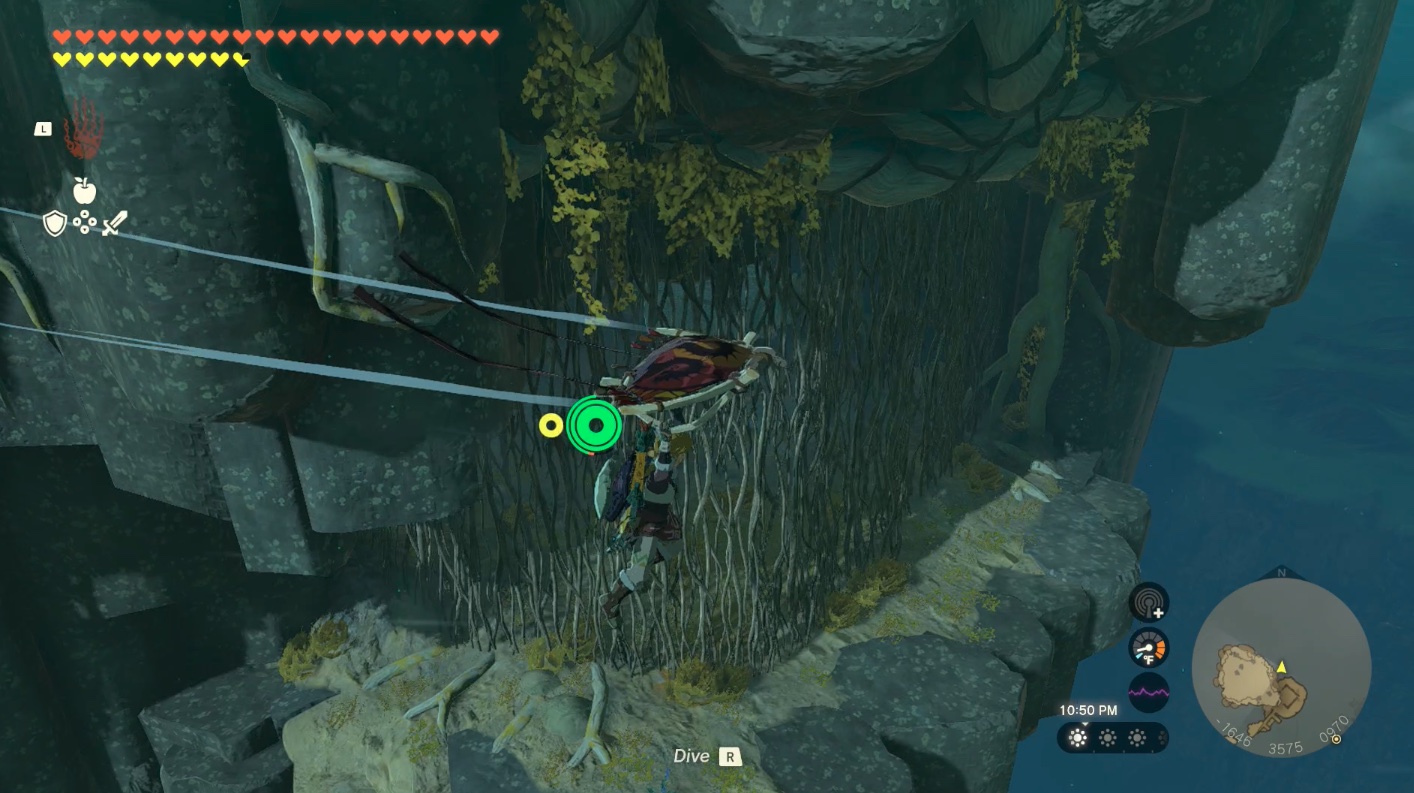 Link paraglides toward an island in the East Hebra Sky Archipelago in Zelda: Tears of the Kingdom