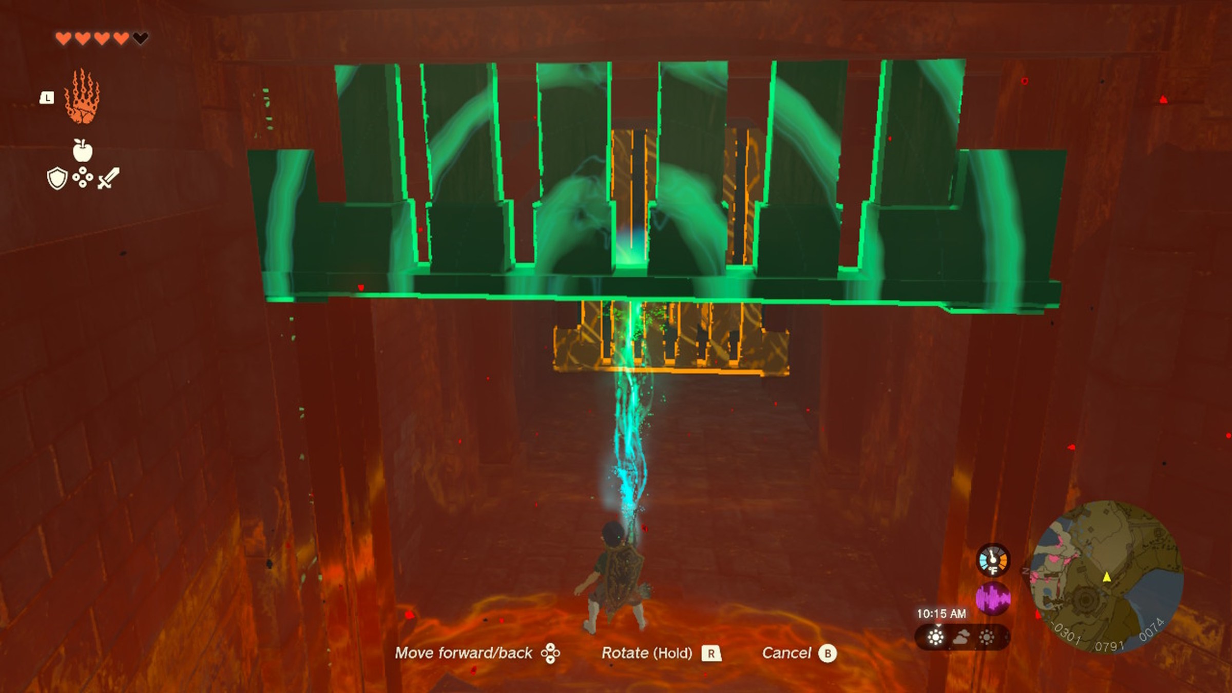 Link uses Ultrahand to lift a gate in Zelda Tears of the Kingdom.