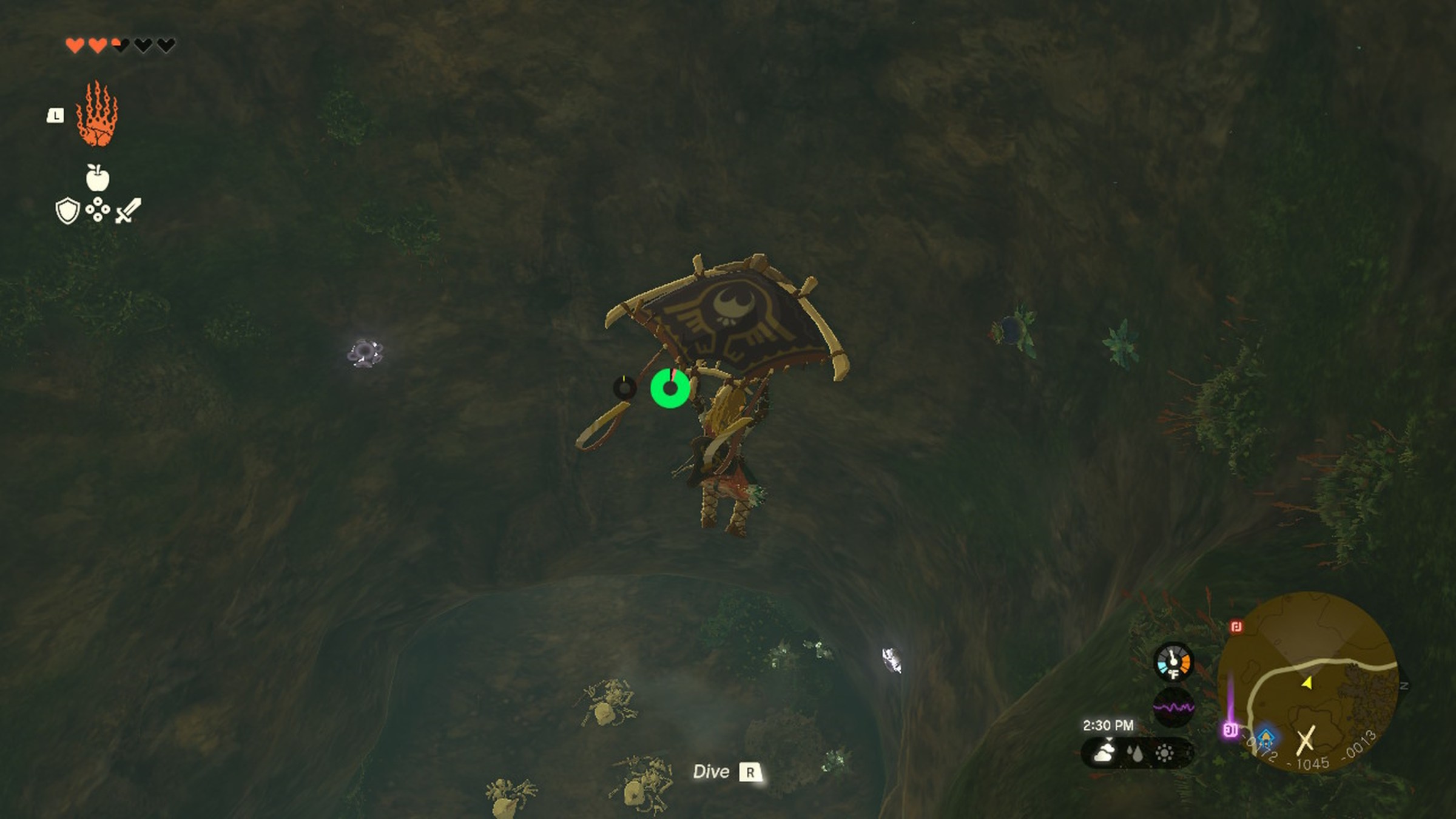 Link glides through a cave in Zelda Tears of the Kingdom.