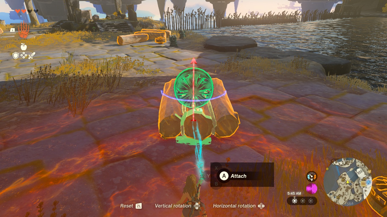 Link creates a boat with a fan on the Great Sky Island in Zelda Tears of the Kingdom.