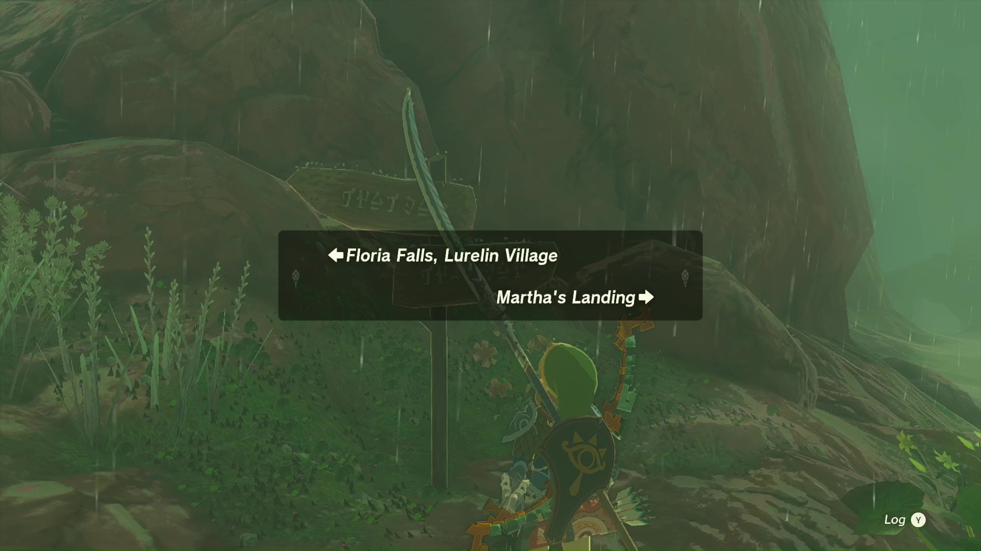 Sign post saying Floria Falls, Lurelin Village left, Martha’s Landing right