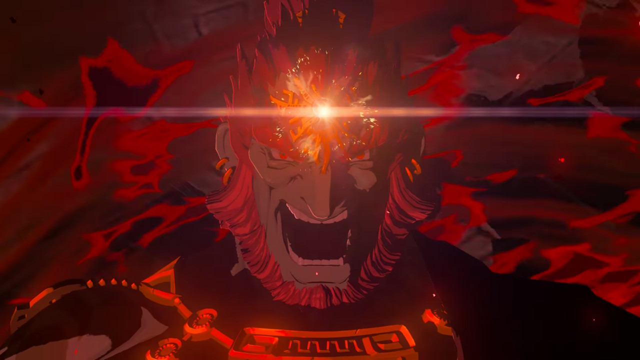 Ganondorf goes rawr during a Blood Moon in Zelda Tears of the Kingdom.