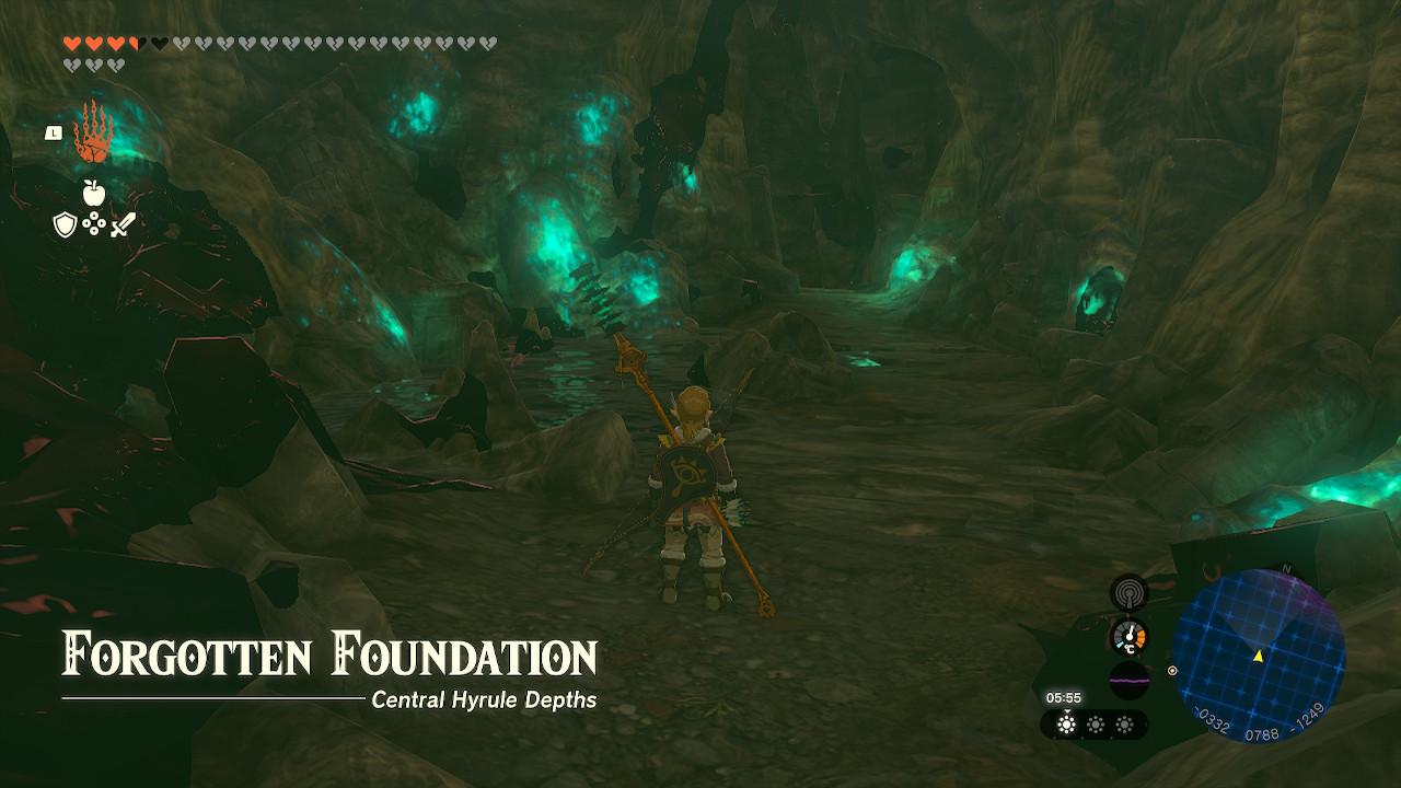 Link enters the Forgotten Foundation in Zelda Tears of the Kingdom.