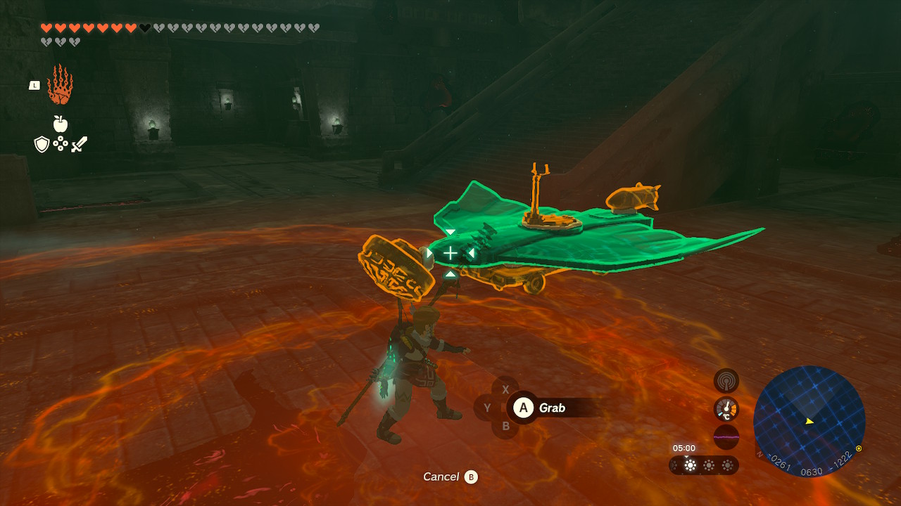 Link creates a Zonai plane with Ultrahand while in Hyrule Castle in Zelda Tears of the Kingdom.