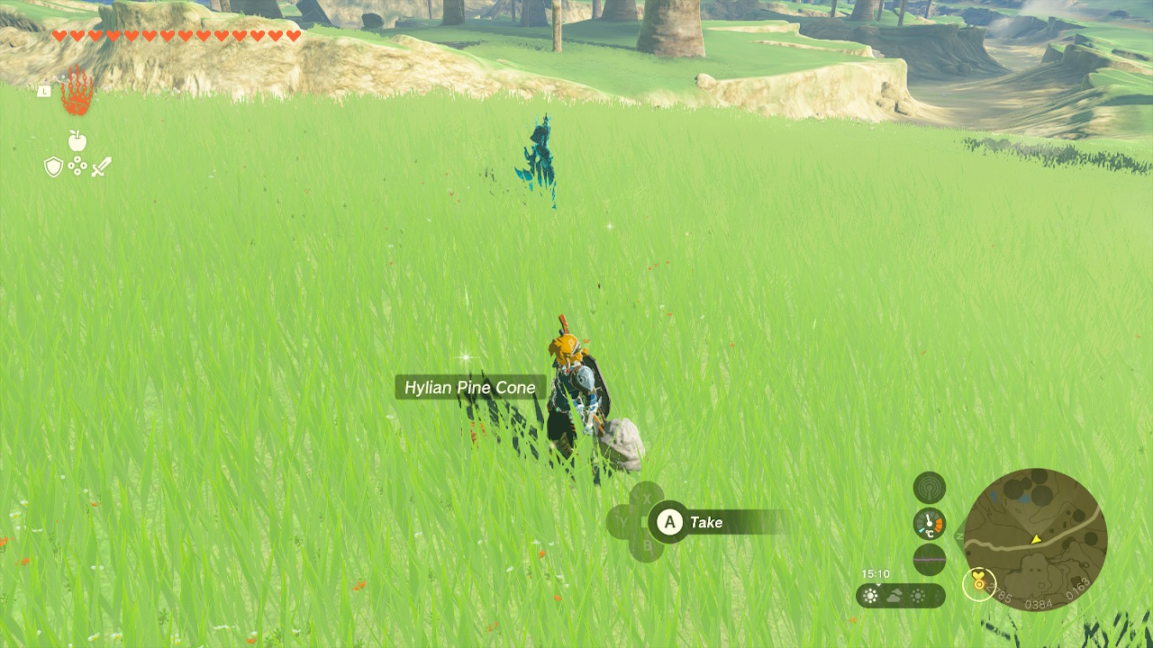 Link collecting a Hylian Pine Cone
