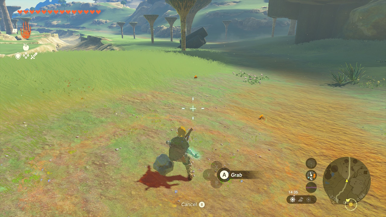 Using Ultrahand on a Hylian Pine Cone