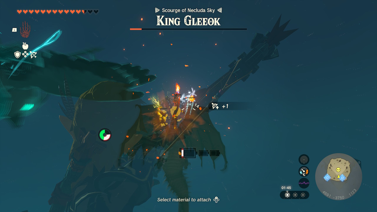 Fighting King Gleeok in the air