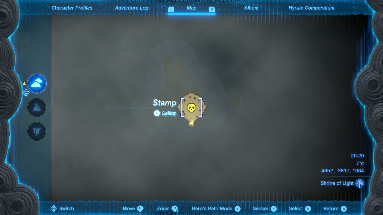 A map image showing a Sky island