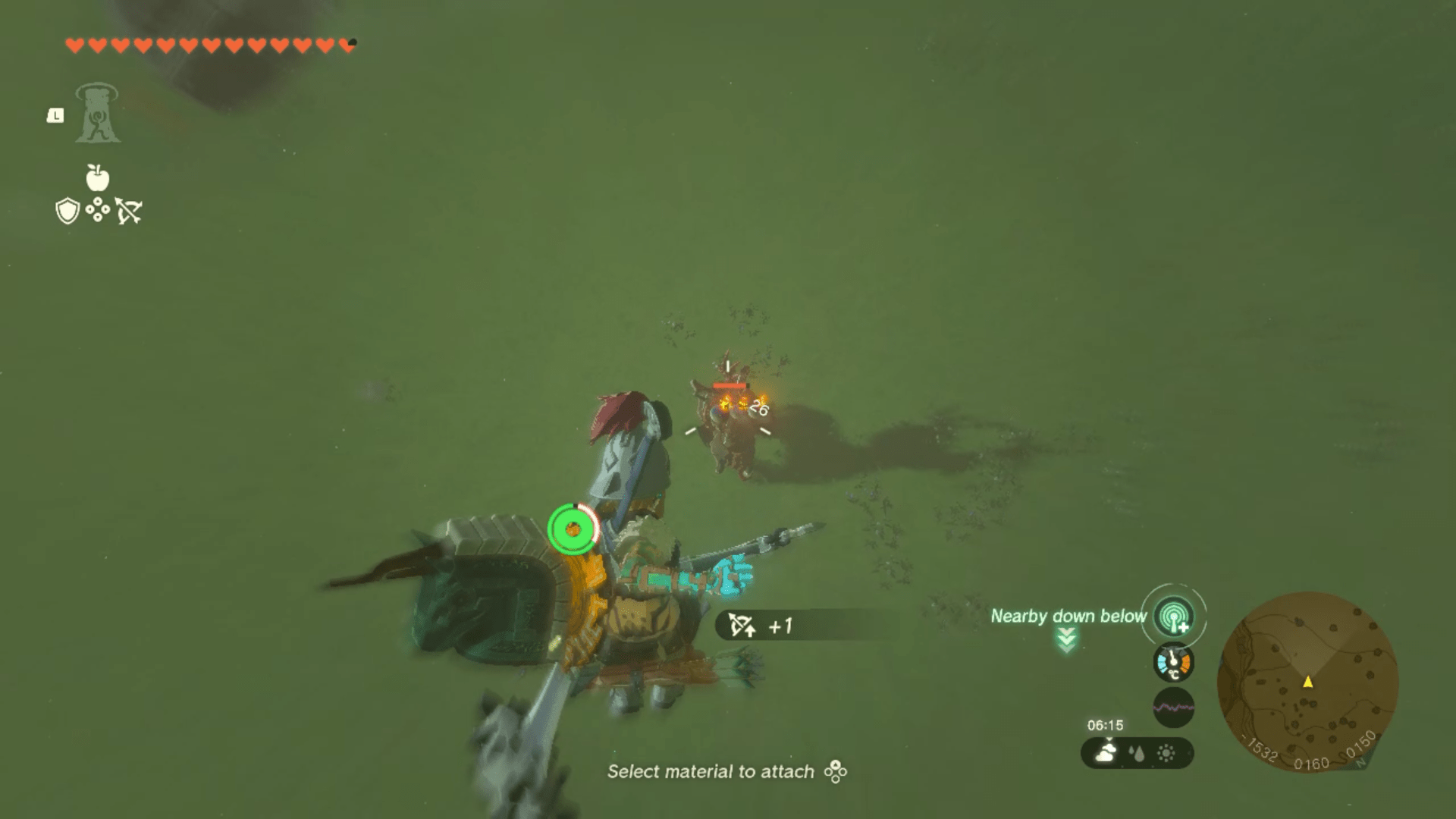 Link strikes a Lynel with multiple bomb arrows at once in Zelda Tears of the Kingdom.