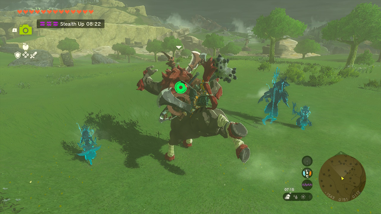 Link mounts a Lynel in a field in Zelda Tears of the Kingdom.