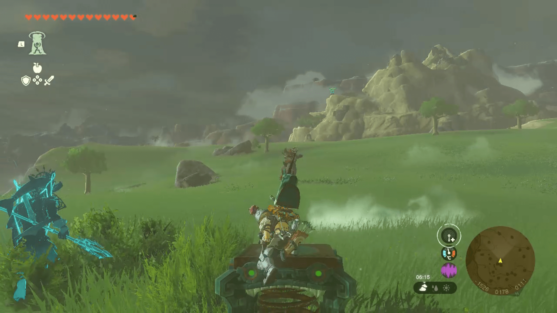 Link slams on a spring in a field during a fight against a Lynel in Zelda Tears of the Kingdom