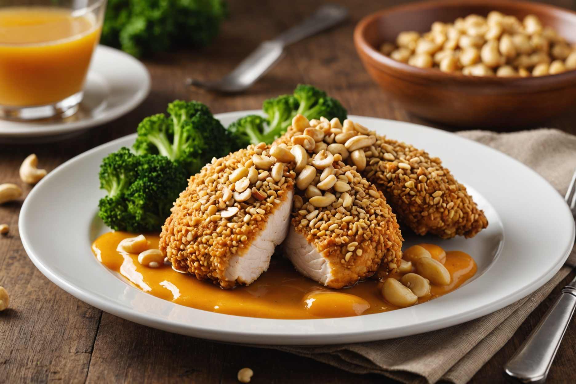 Delicious chicken coated with a crunchy cashew crust.