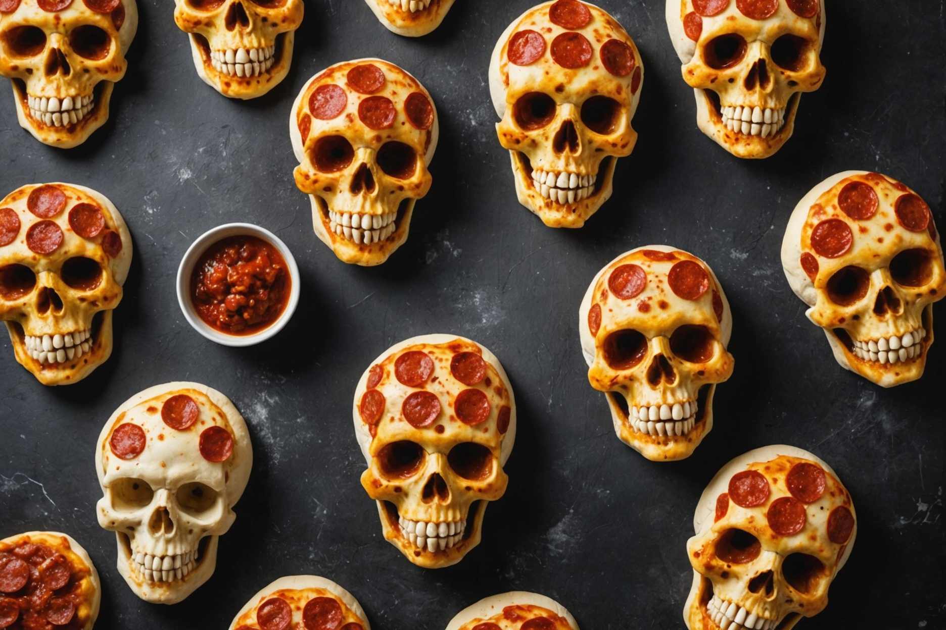 Delicious and fun, these pizza-inspired treats are shaped like skulls.