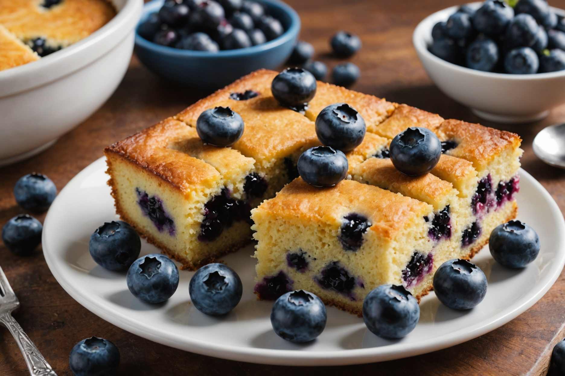 A delightful blend of cornbread and juicy blueberries.