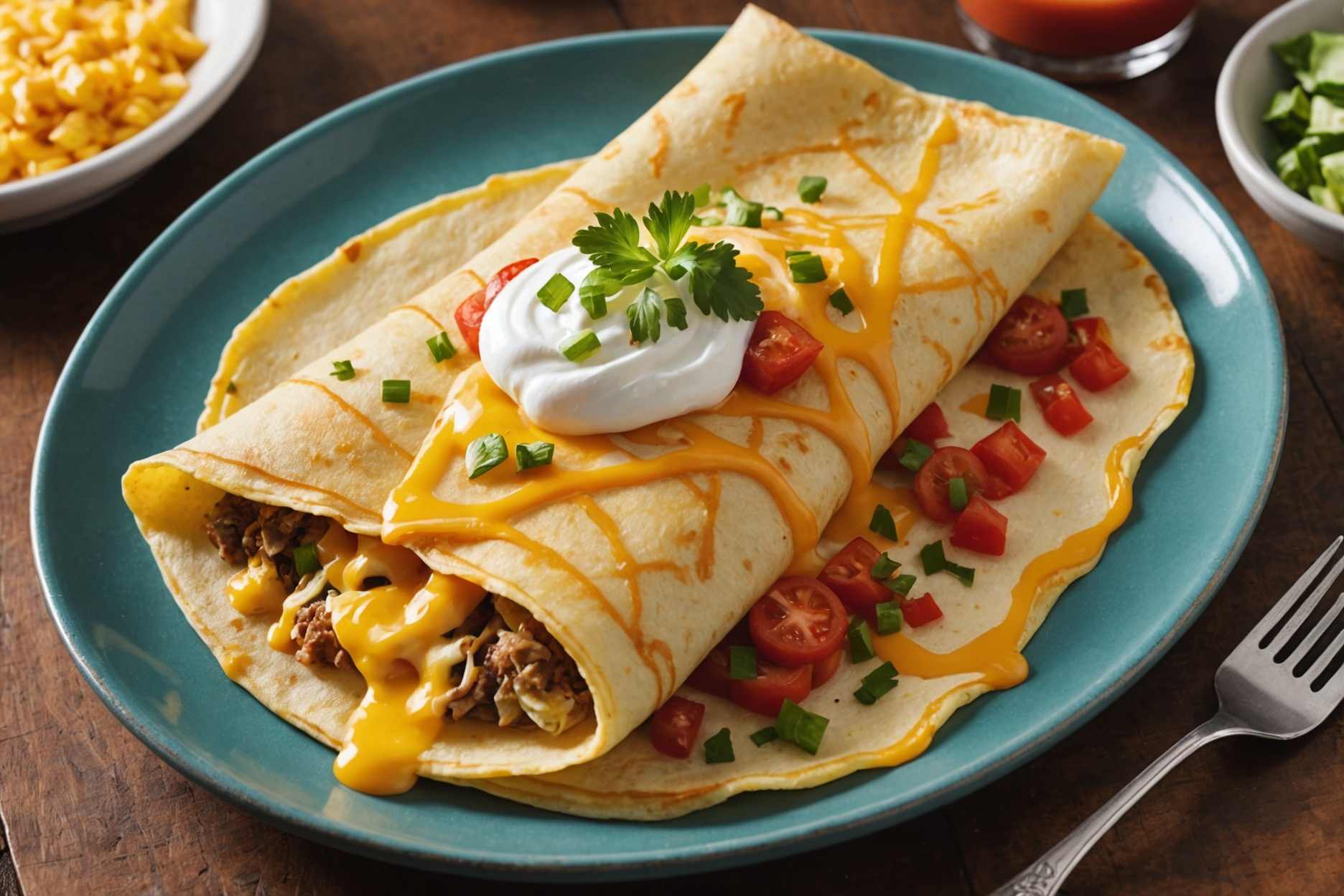 Deliciously filled crepes with Western flavors.