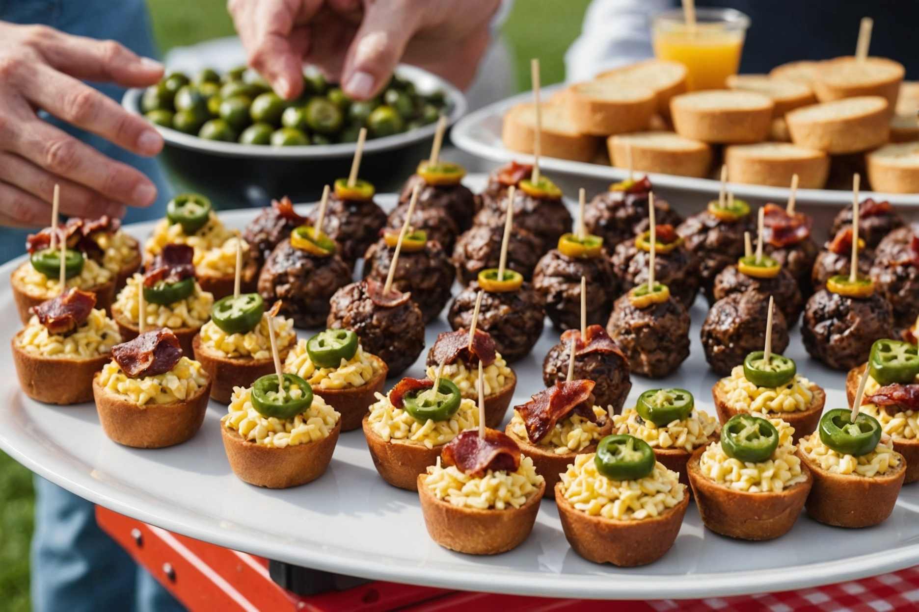 Discover our finest selection of 15 delicious bite-sized snacks perfect for your tailgate buffet!