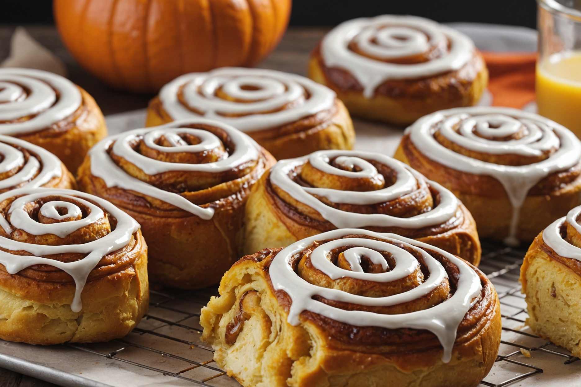 Deliciously spiced pumpkin cinnamon rolls, a festive delight!