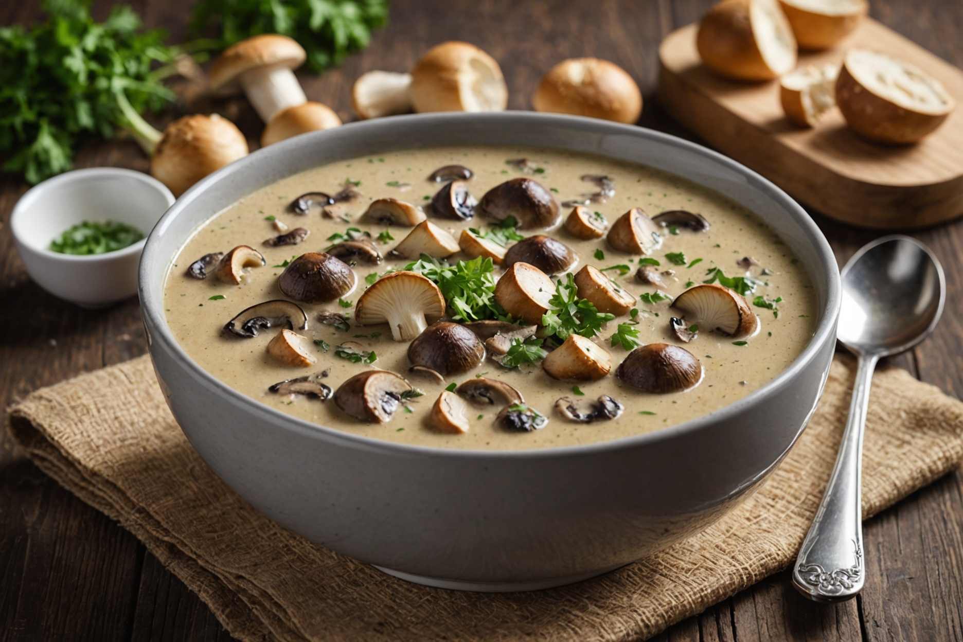 A delightful homemade mushroom soup by Joe.